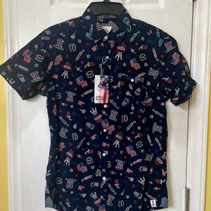 Free Planet mens shirt size small patriotic print flag new with tags